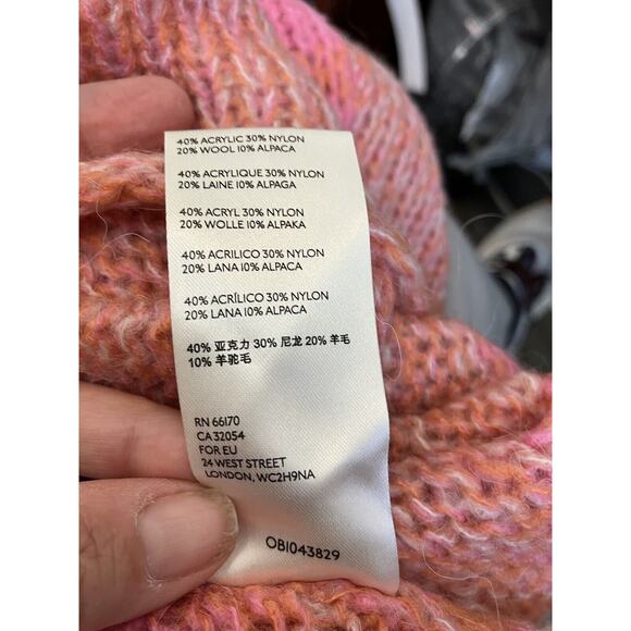 Free People Women Striped Cowl-Neck Pink Tunic Sweater Dress Size S - Picture 11 of 11